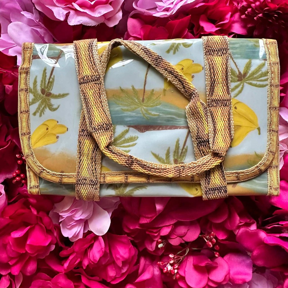 Tropical Banana Palm Tree‎ Beach Scene Clutch Handbag Vintage